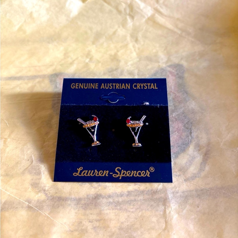 Silver and Red Crystal Earrings